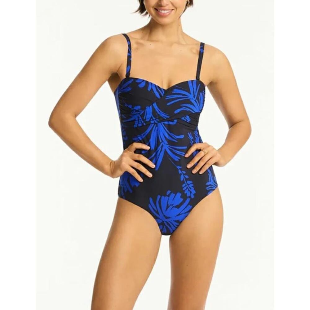Sea Level Women's Night Sky Tradewind Cross Front Bandeau One Piece Size 4